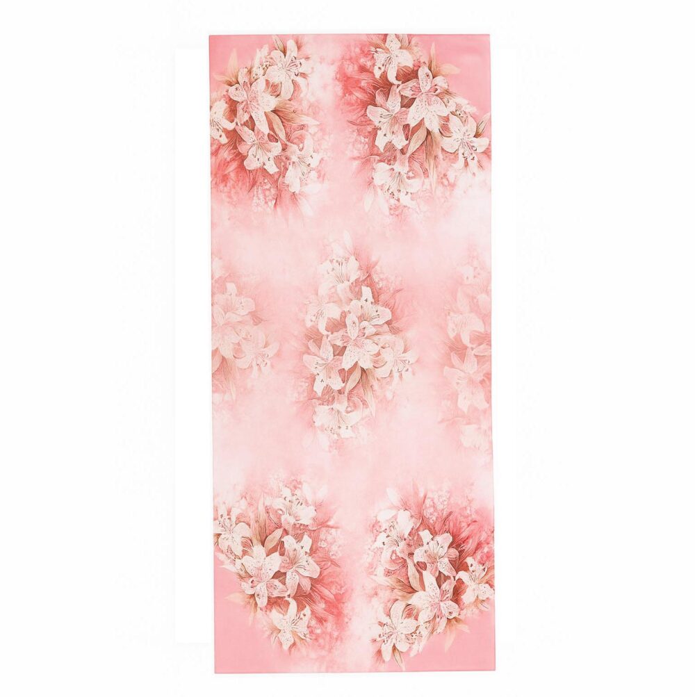 Fular de seda rosa con flores blancas Julunggul