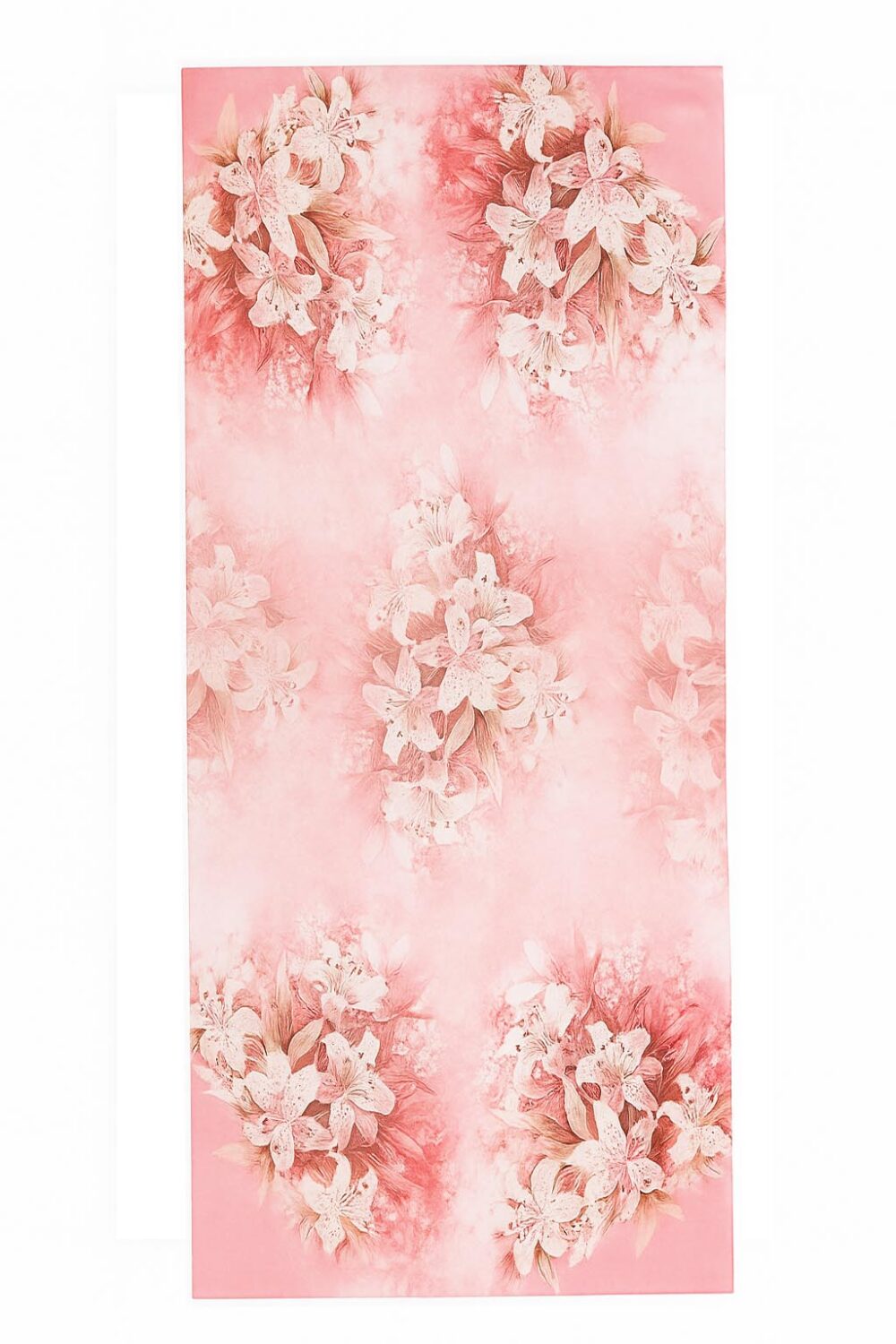 Fular de seda rosa con flores blancas Julunggul