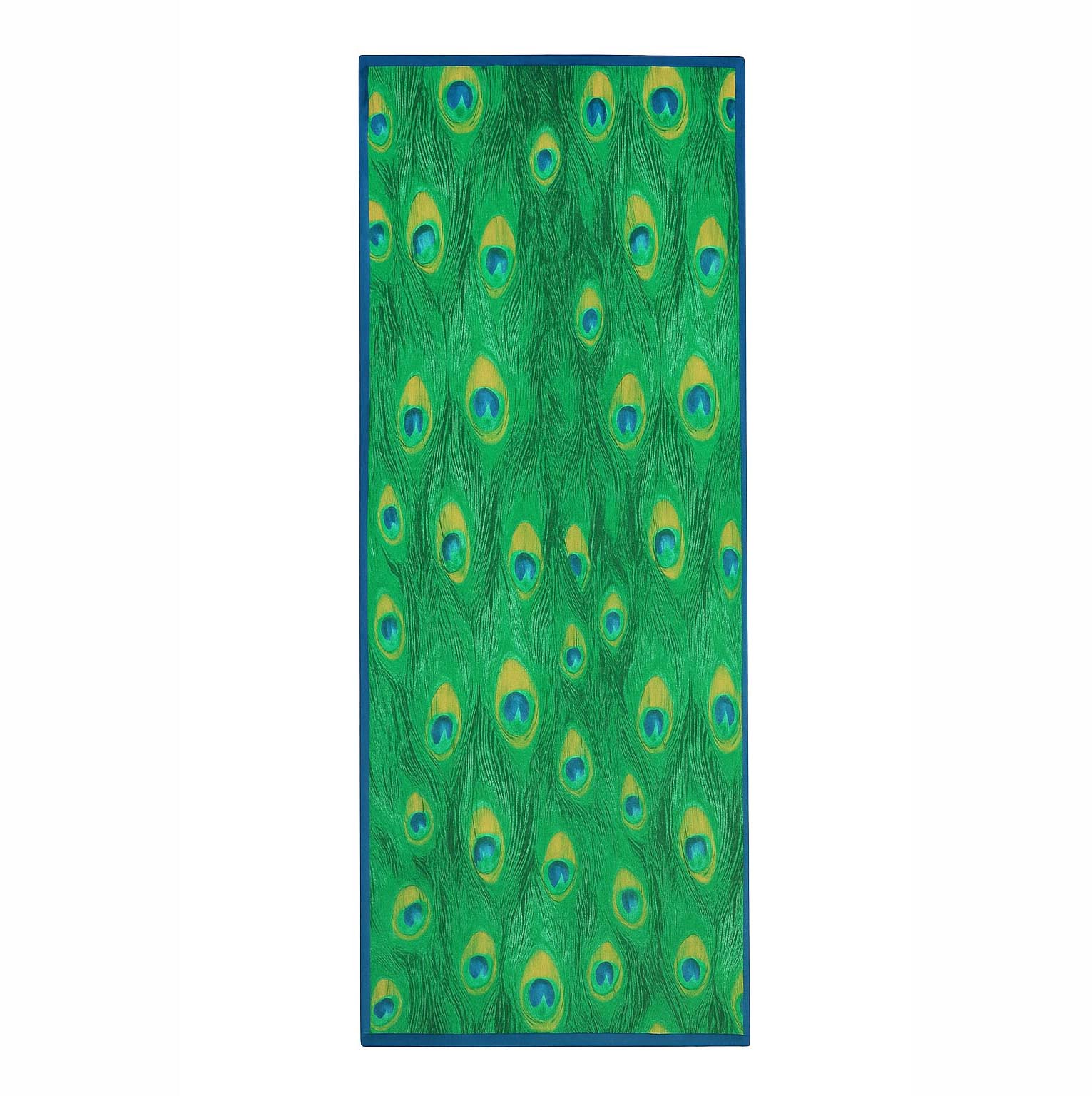 Fular de semiseda azul y verde pavo real Julunggul