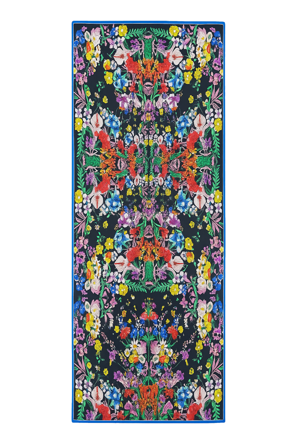 Fular de semiseda negro con flores colores Julunggul