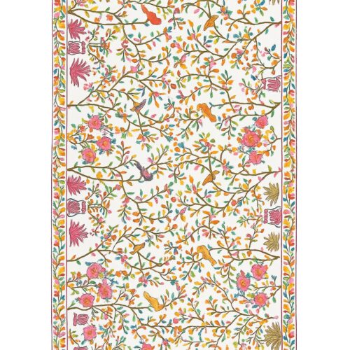 Fular pañuelo de algodon blanco con flores India