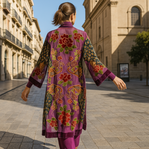 Kimono de terciopelo devore Berenjena