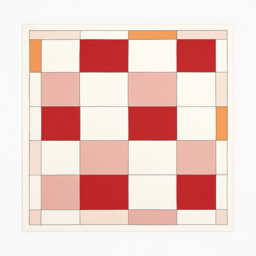 Pañuelo de seda 52x52 cm cuadros blanco rojo y rosa Julunggul