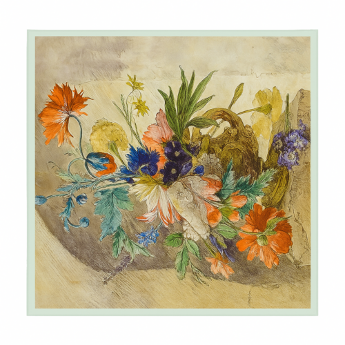 Pañuelo de seda 52x52 cm de mujer Estampado flores