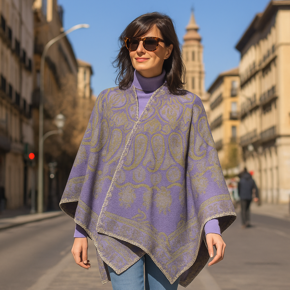 Poncho capa estampado lavanda
