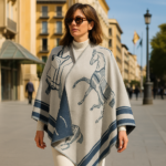 Poncho capa reversible azul y piedra Caballos 1 Julunggul