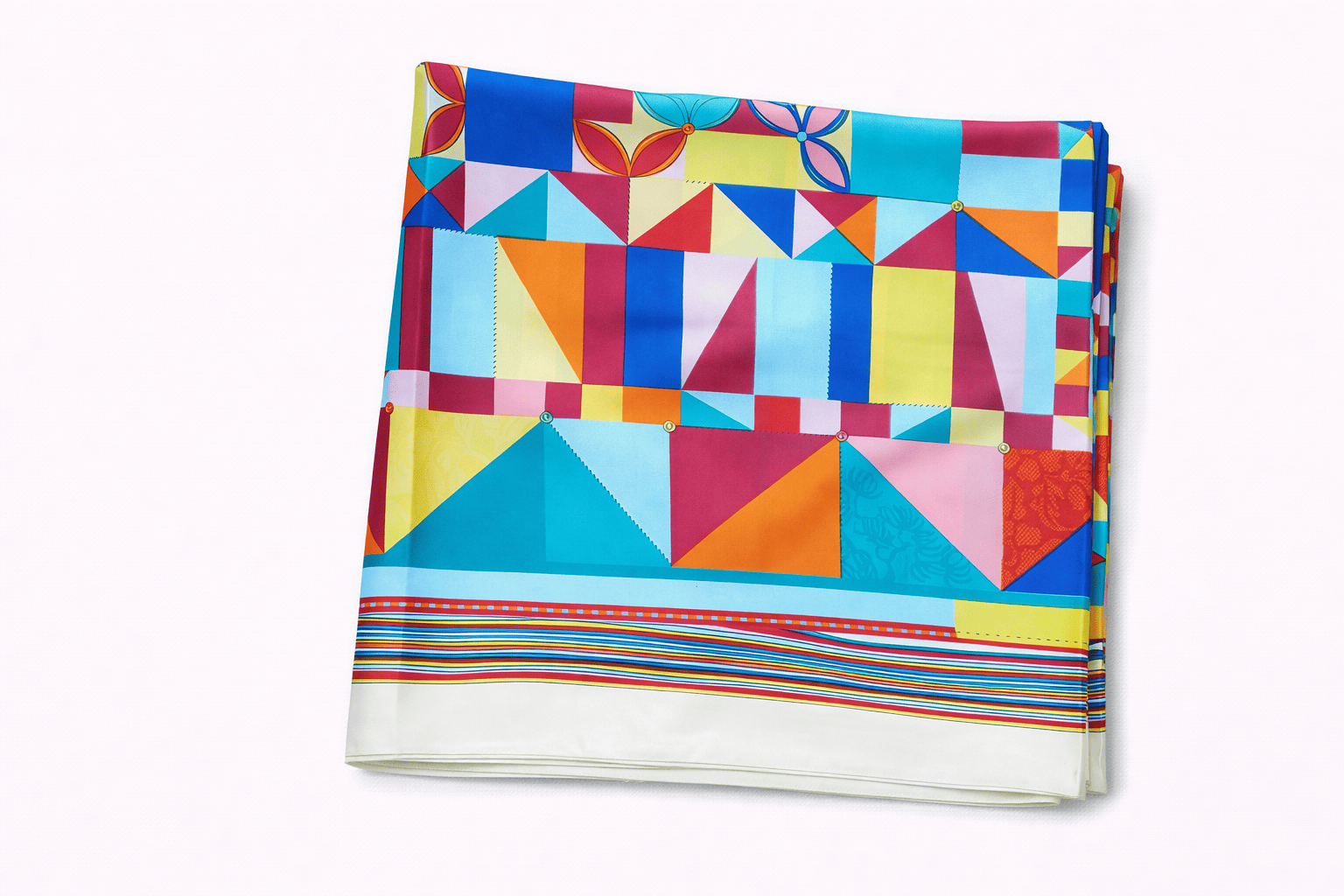 Pañuelo de semiseda estampado geométrico de colores 90x90 cm 1 Julunggul