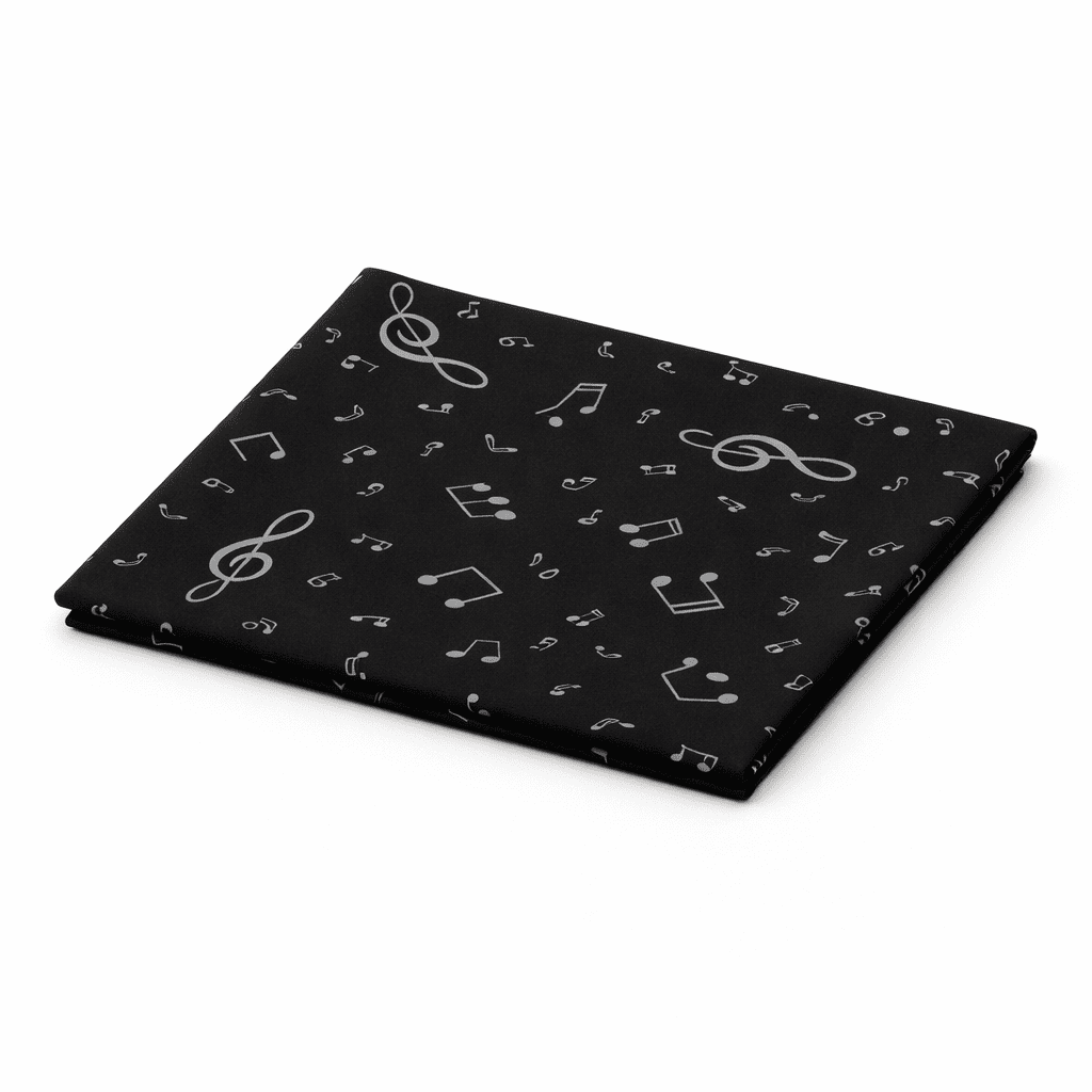 Fular de semi seda hombre negro de notas musicales blancas Julunggul