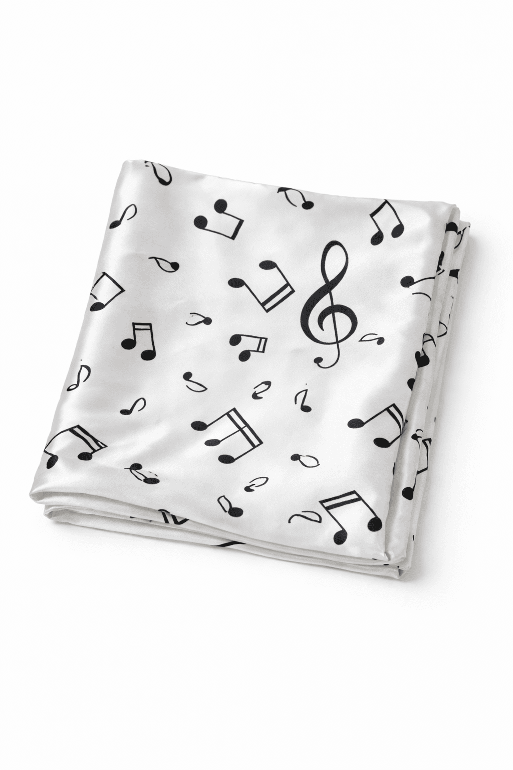 Pañuelo de semi seda rosa 90x90 cm notas musicales - Imagen 4