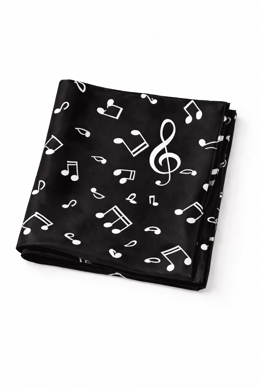 Pañuelo de semi seda rosa 90x90 cm notas musicales - Imagen 3