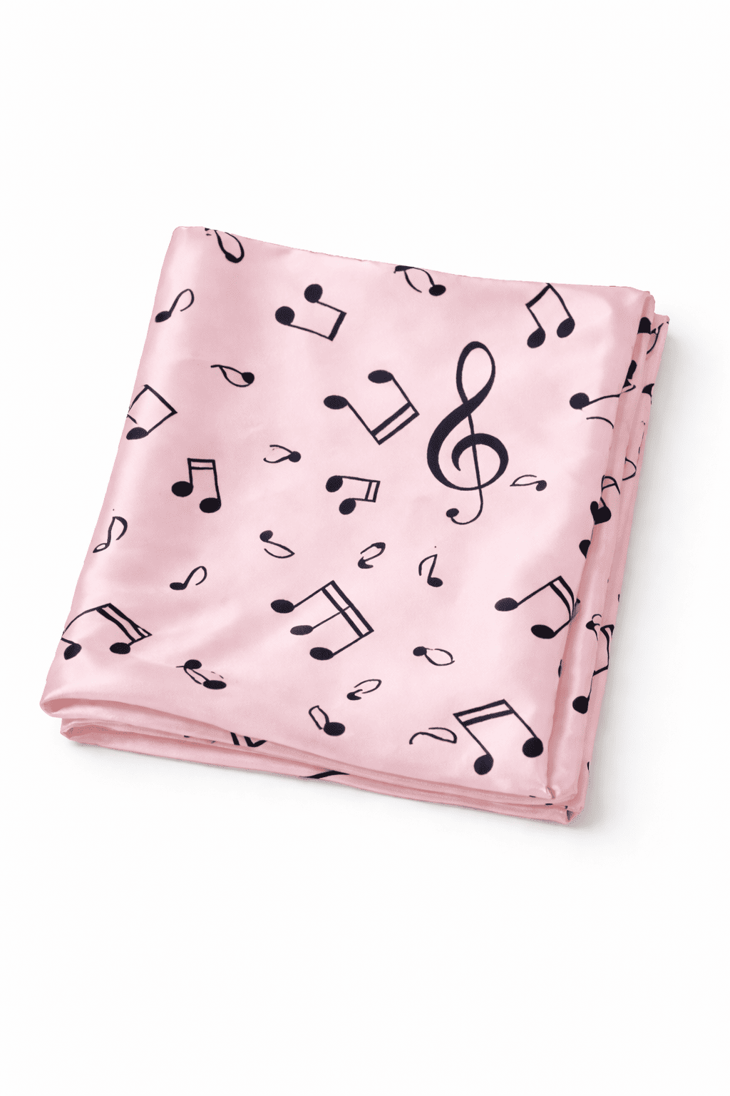 Pañuelo de semi seda rosa 90x90 cm notas musicales