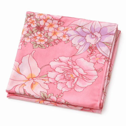 Fular de seda reversible con forro Rosa Flores