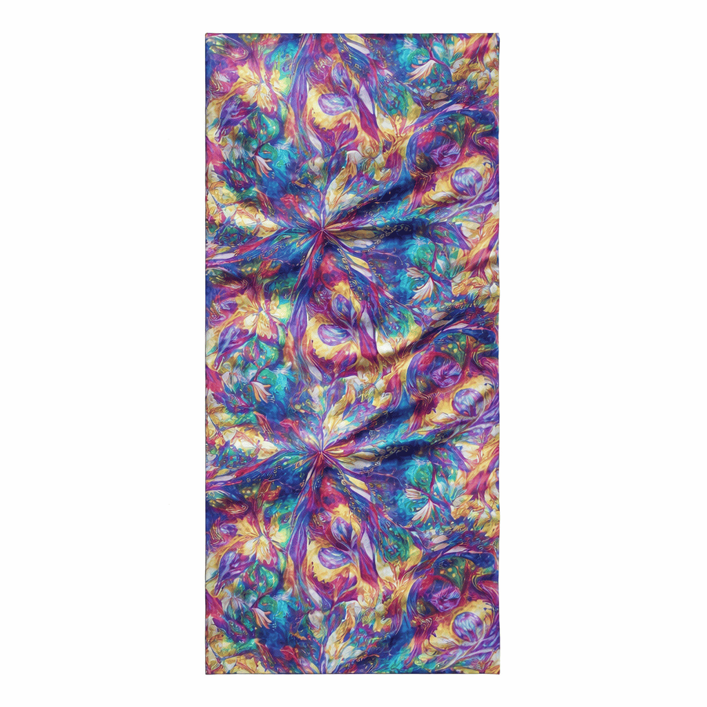 Fular de seda natural estampado de colores fucsia morado - Imagen 2