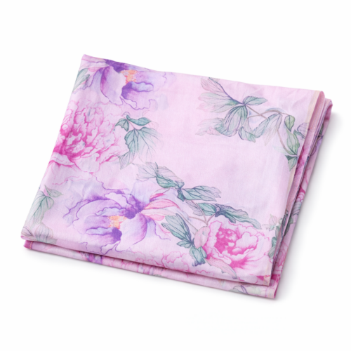 Fular de seda con forro Rosa con flores