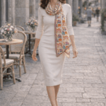 Fular de seda natural beige con gatos de colores 1 Julunggu