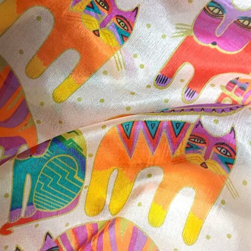 Fular de seda Gatos India beige