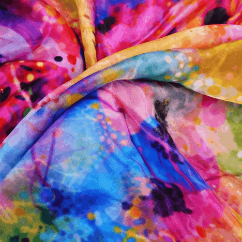 Fular de seda natural estampado impresionista de colores