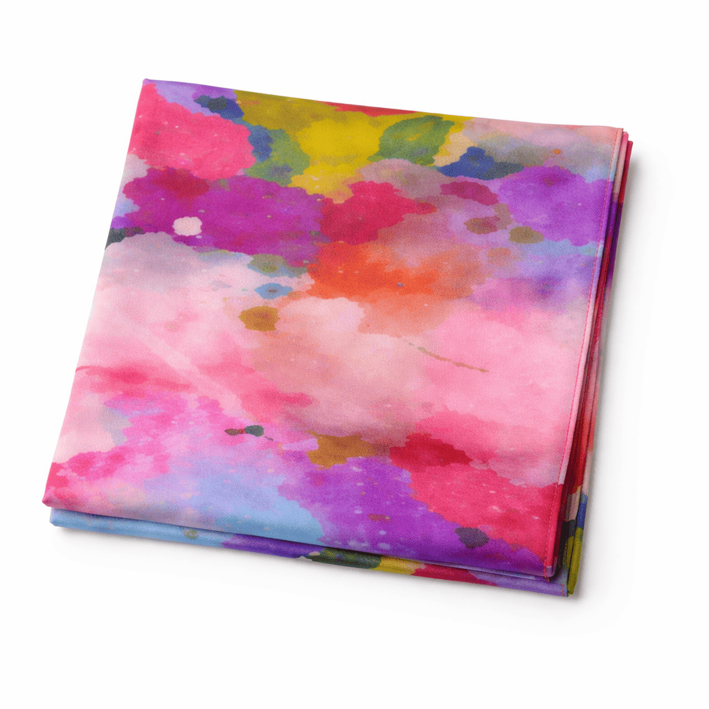 Fular de seda natural estampado impresionista de colores - Imagen 4