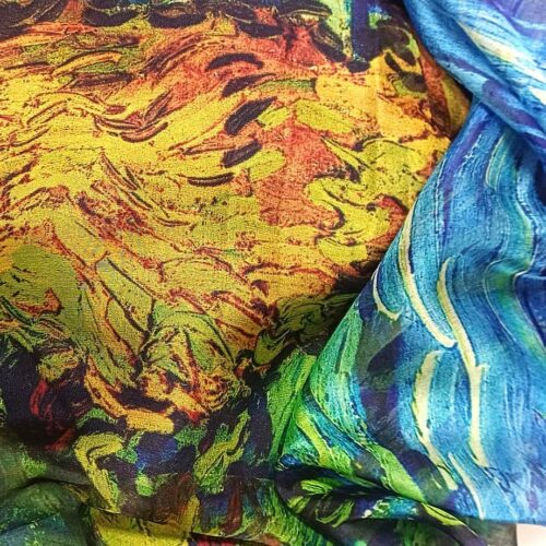 Fular de seda Pintores azul y verde