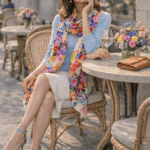 Fular de seda natural estampado de colores Julunggul