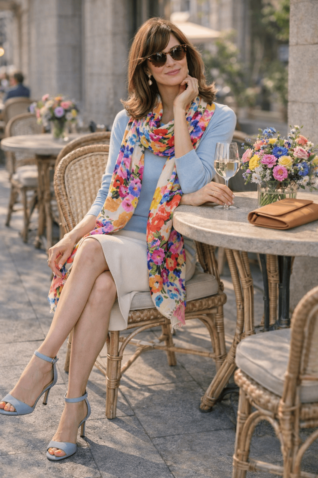 Fular de seda natural grande paa diario y fiesta para mujeres eleganteses tampado de colores Julunggul