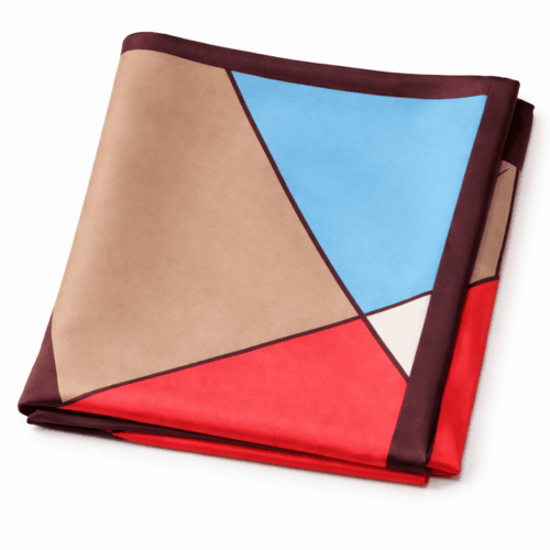 Fular de semiseda reversible con forro estampado geométrico