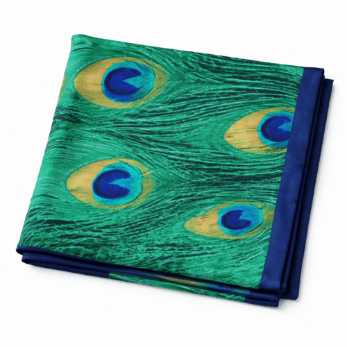 Fular de semiseda con forro Pavo real