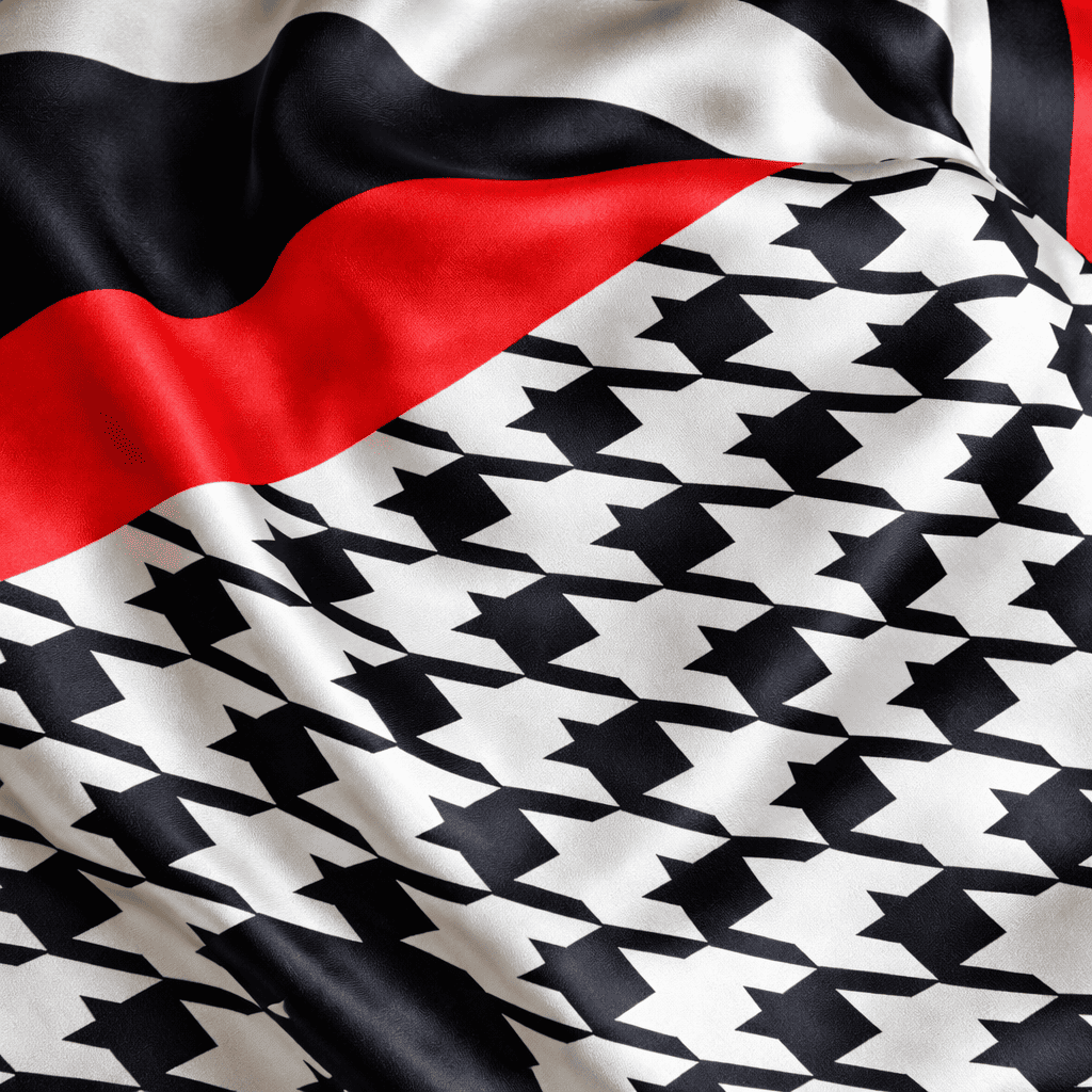 Fular de semiseda reversible con forro Pata de gallo blanco y negro - Imagen 2