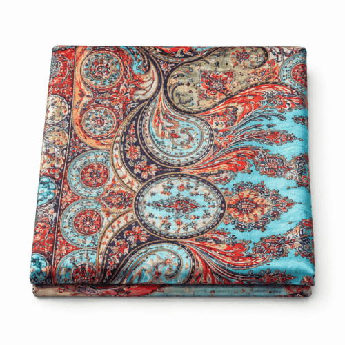 Fular de semiseda con forro con estampado turquesa oriental