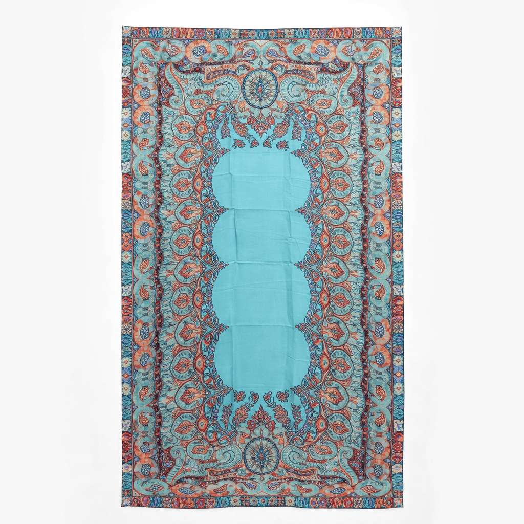 Fular de semiseda con forro con estampado turquesa oriental - Imagen 3