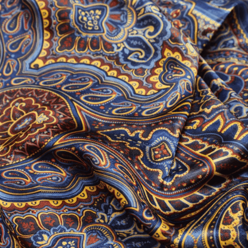Fular de semiseda estampado paisley azul