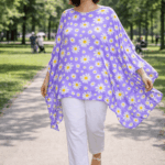 caftán de seda matural a medida talla grande lavanda con margaritas para verano Julunggul