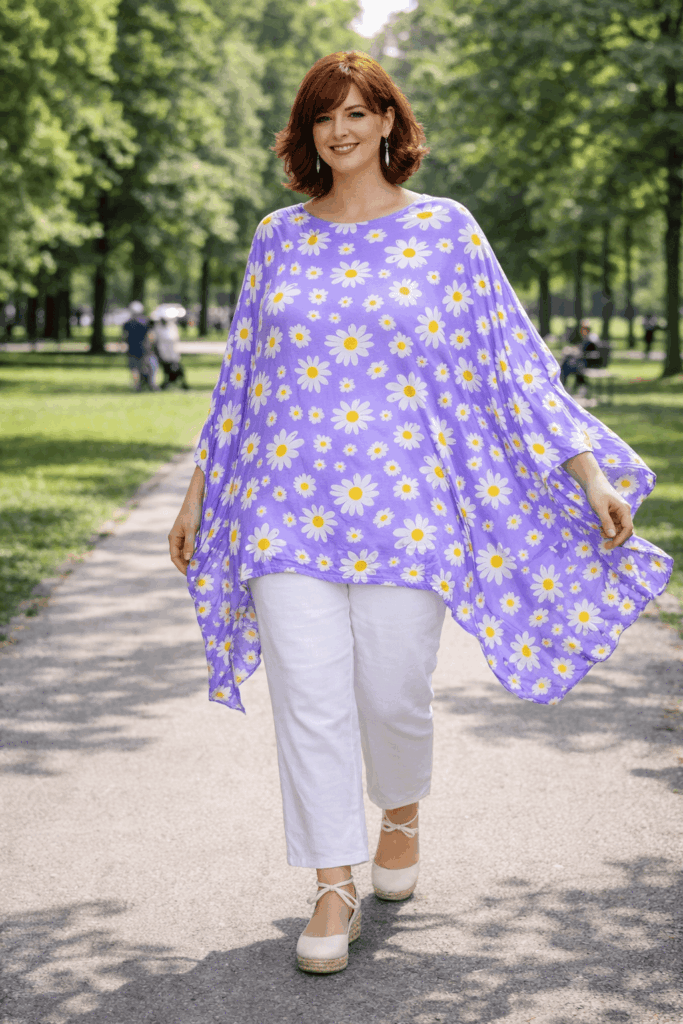 caftán de seda matural a medida talla grande lavanda con margaritas para verano Julunggul