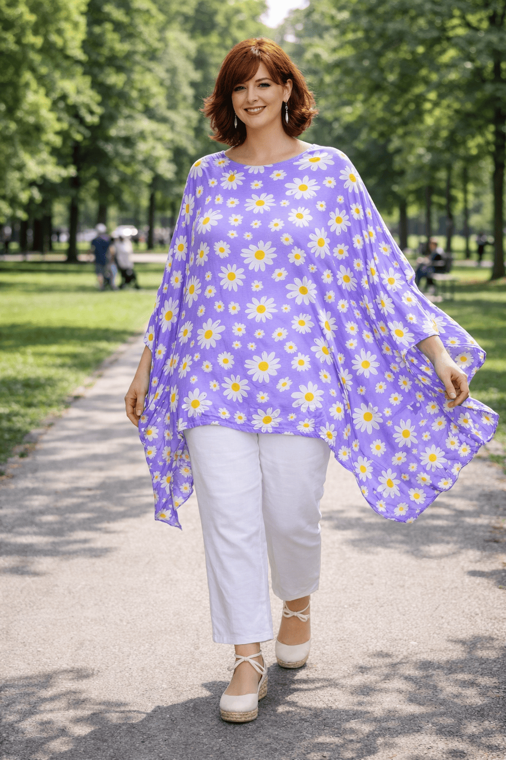 caftán de seda matural a medida talla grande lavanda con margaritas para verano Julunggul