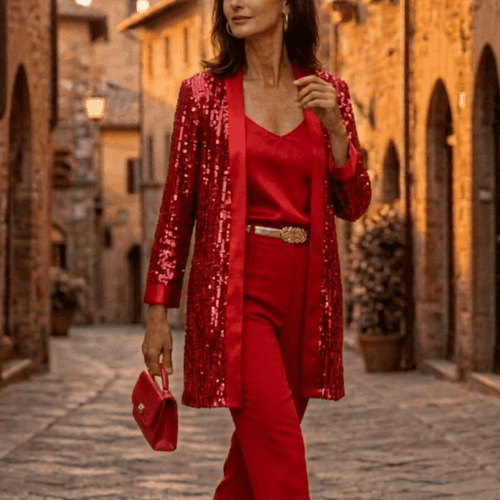 Chaqueta de lentejuelas roja