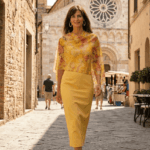 Fular de seda natural o chal de flores amarillas y rosas elegante para verano de Julunggul