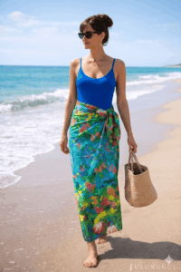 Pareo de algodon de playa estampado exclusivo de Julunggul en colores y tamaño extra grande