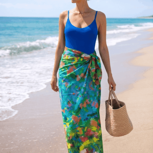 Pareo de algodon de playa estampado exclusivo de Julunggul en colores y tamaño extra grande