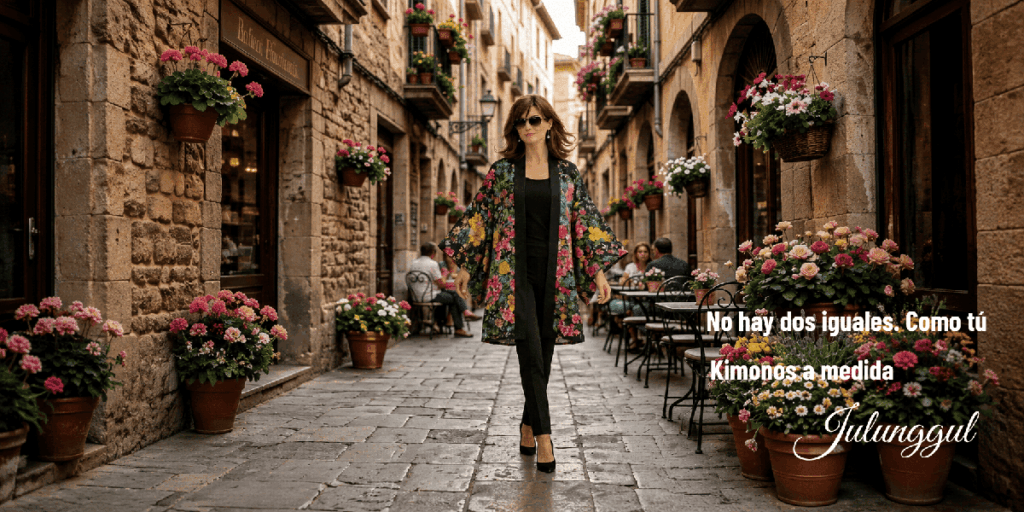 Kimonos exclusivos de mujer de seda estampados y a medida en cualquier talla, de Julunggul